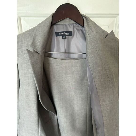 Evan picone women’s gray skirt suit jacket size 8 skirt size 6 - Picture 7 of 11